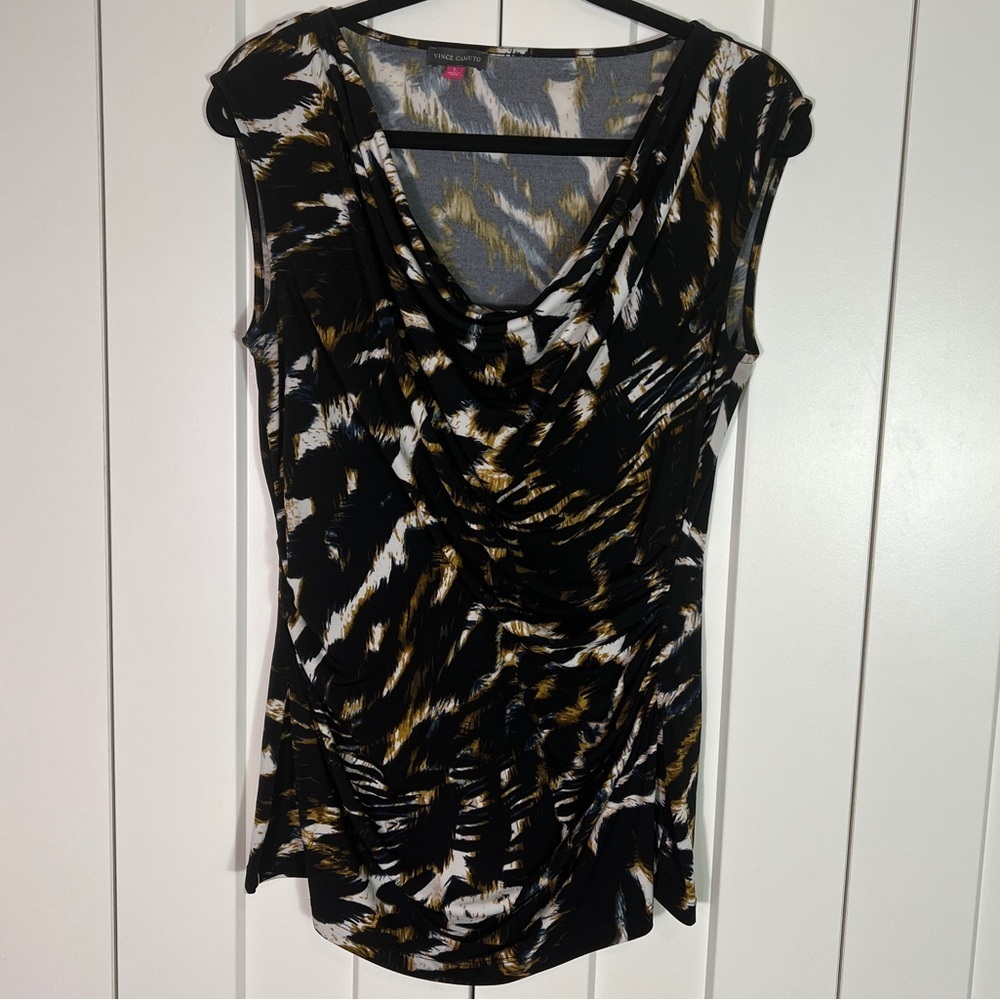Vince Camuto Ruched Drape Neckline Shell SZ L